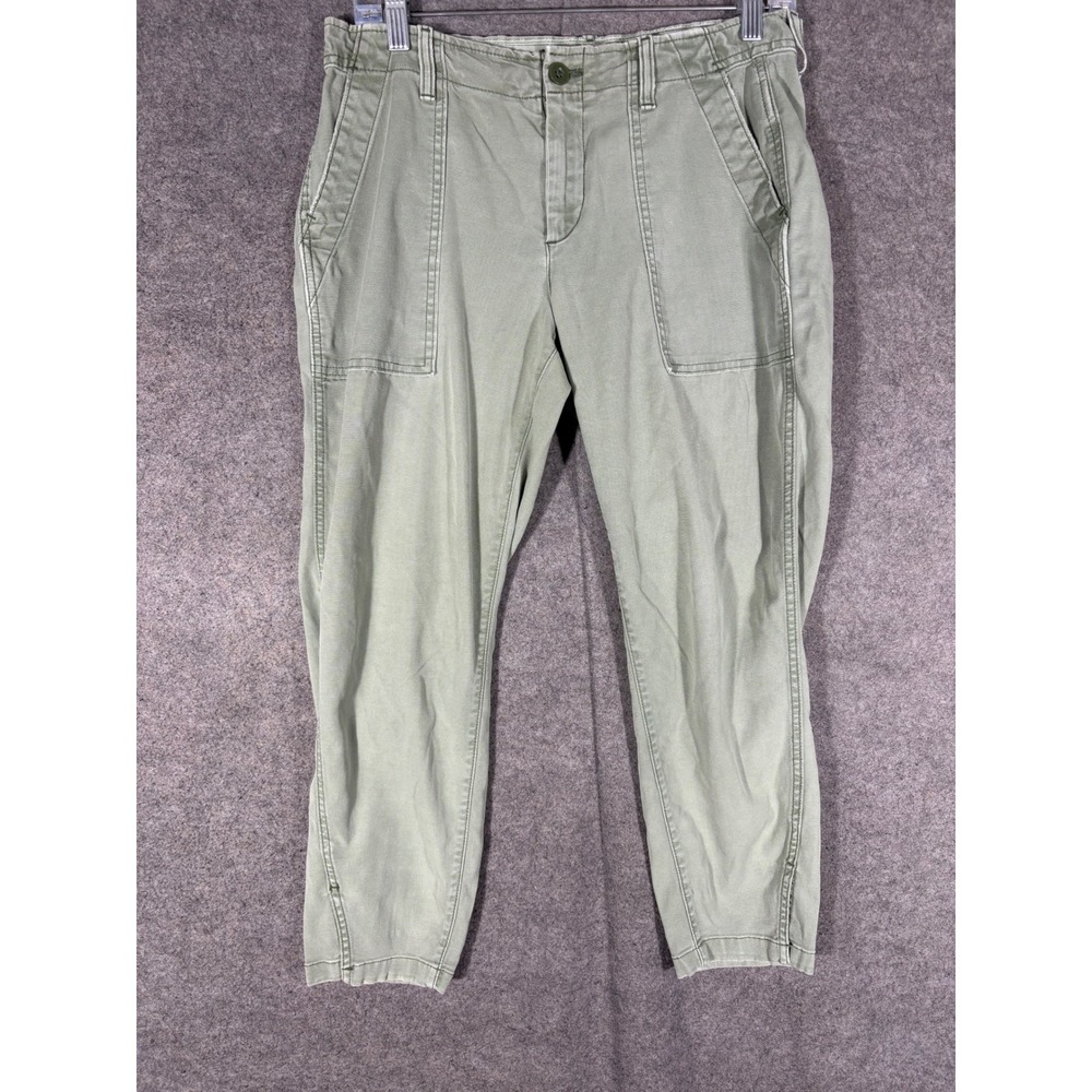 Gap Girlfriend Crop Pants Womens 4 Sage Green Utility Cargo Stretch Trousers